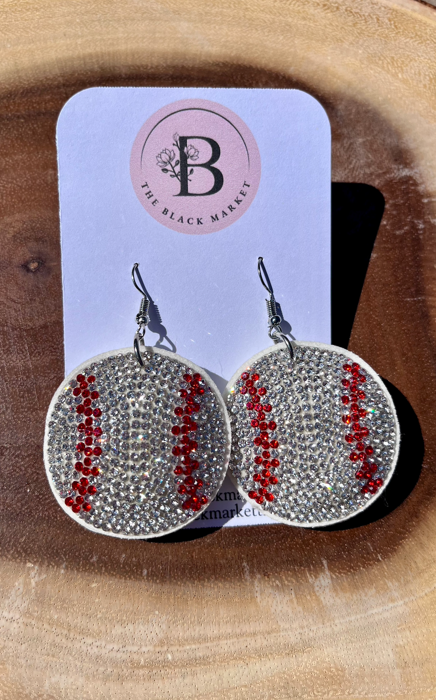 Sparkle Baseball Earrings