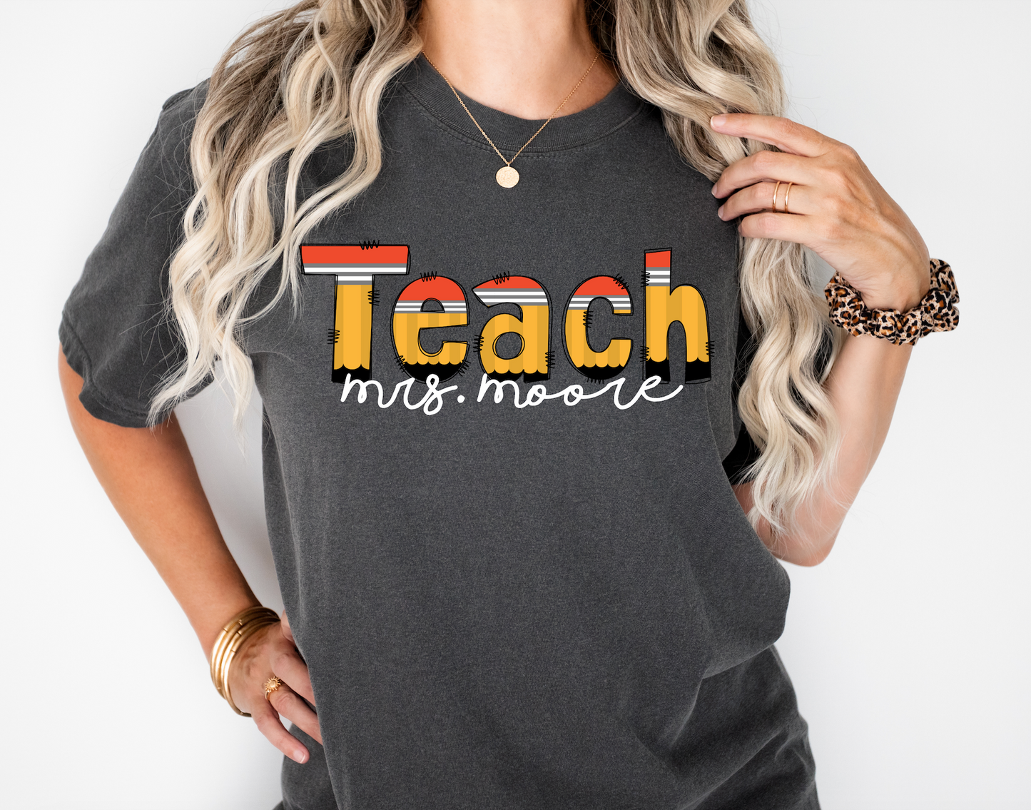 Personalized TEACH Pencil Tee - Bella Canvas & Comfort Colors