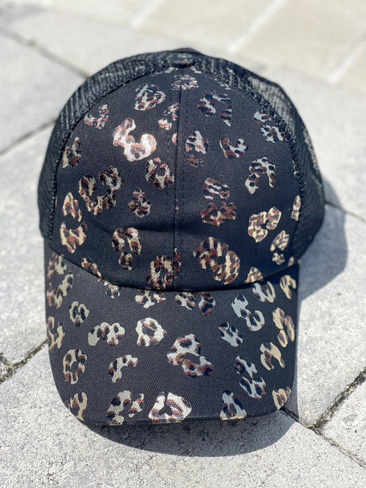 Shiny Black & Gold Leopard - Trucker Hat