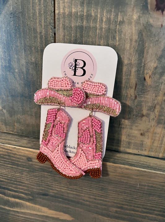 Pink Beaded Boots