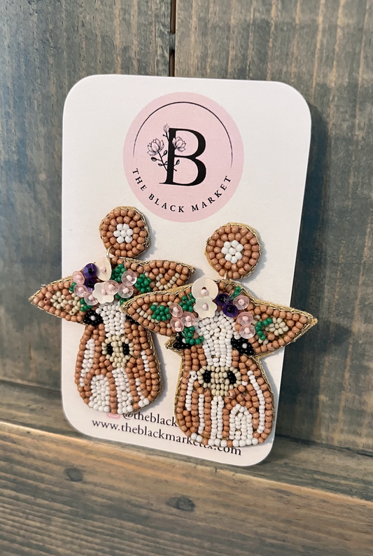 How Now, Brown Cow - Beaded Earrings